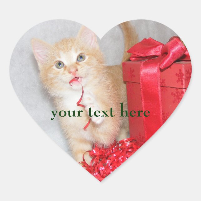 Niedlich Kitten Weihnachtskleber Herz-Aufkleber (Vorderseite)