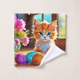 Niedlich Kitten Yarn Badhandtuch Set