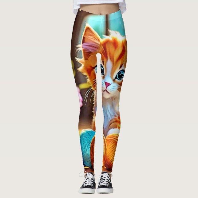Niedlich Kitten Yarn Leggings (Vorderseite)