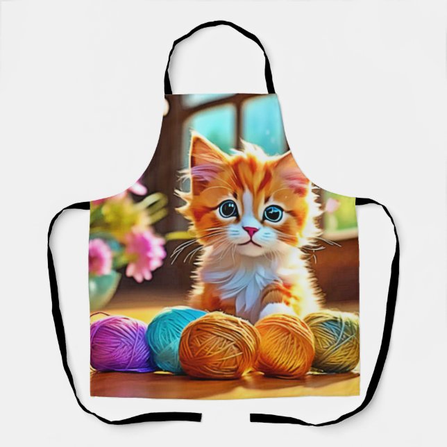 Niedlich Kitten Yarn Schürze (Vorderseite)