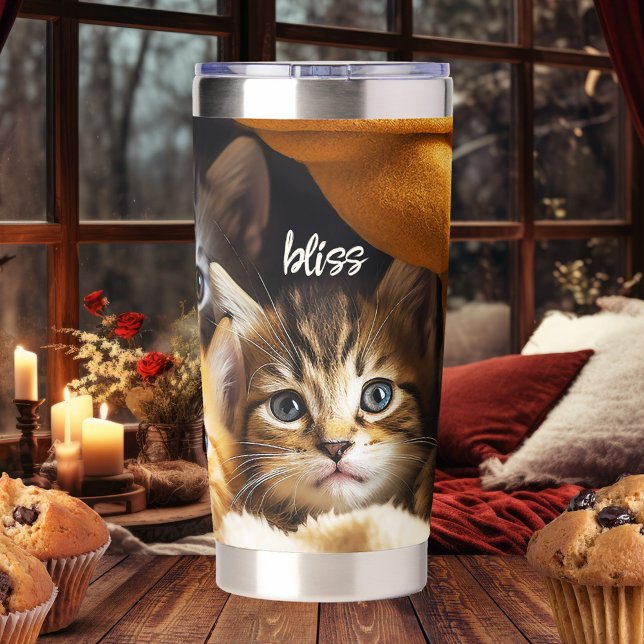 Niedlich Kittens Purffect Bliss Thermobecher (Thermal tumbler featuring cute kittens in a warm blanket. Great for coffee or hot chocolate - cat)