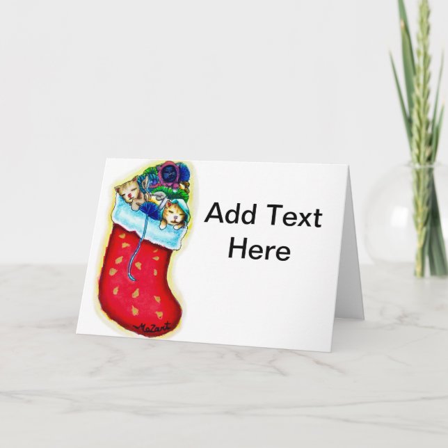 Niedlich Kittens Strumpf Weihnachtskarte Feiertagskarte (Vorderseite)