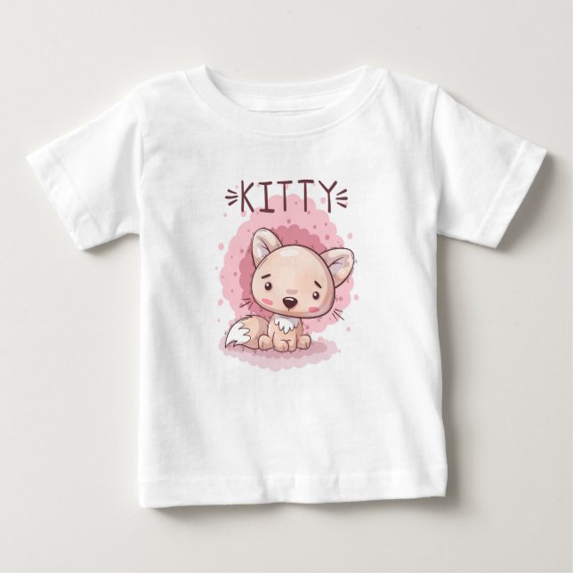 Niedlich Kitty Baby T - Shirt (Vorderseite)