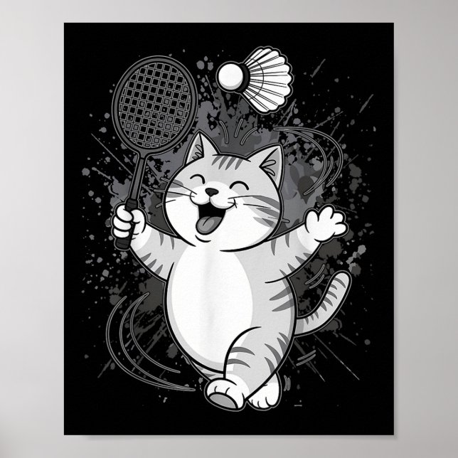 Niedlich Kitty Badminton Player Shuttle Poster (Vorne)