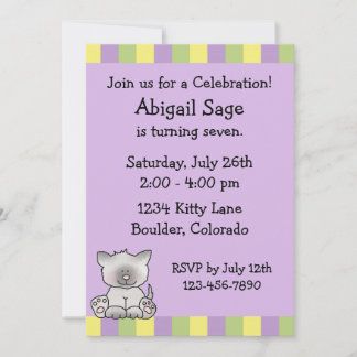 Niedlich Kitty Birthday Einladung für Mädchen