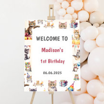 Niedlich Kitty Cat 1. Geburtstag Begrüßungszeichen