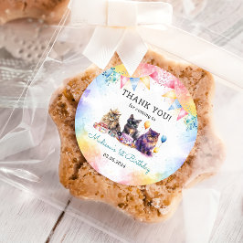 Niedlich Kitty Cat 1. GeburtstagsParty Runder Aufkleber