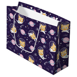 Niedlich Kitty Cat Astronauten Muster Große Geschenktüte