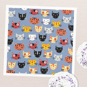 Niedlich Kitty Cat Blue Serviette