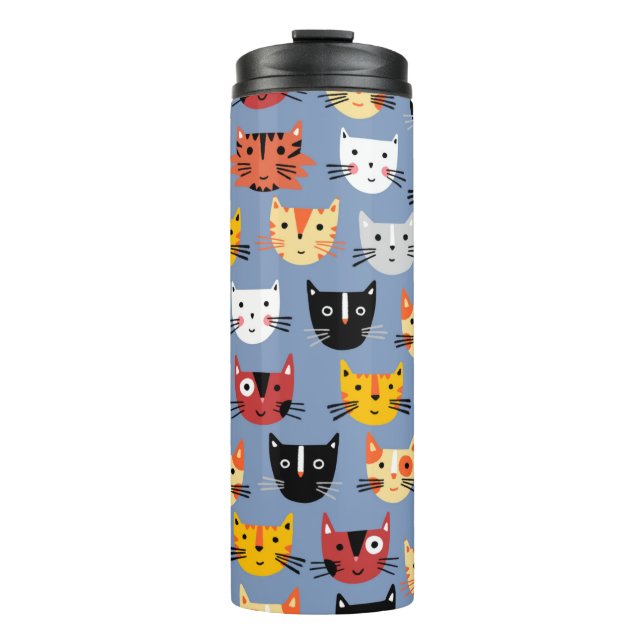 Niedlich Kitty Cat Blue Thermosbecher (Vorderseite)