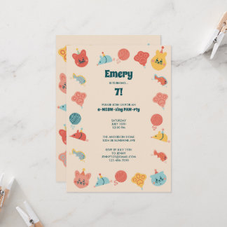 Niedlich Kitty Cat Children's Birthday Party Einladung