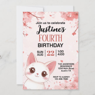 Niedlich Kitty Cat Geburtstagsparty Einladung