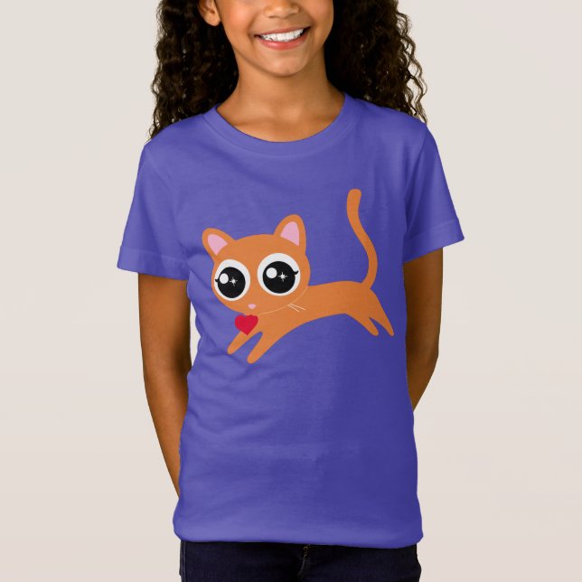 Niedlich Kitty Cat Herzdieb T-Shirt (Vorderseite)