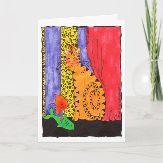 Niedlich Kitty Cat Illustration Happy Birthday Karte (Vorderseite)