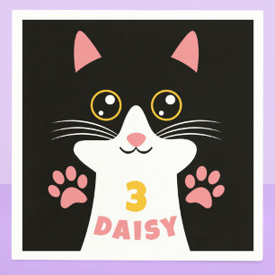 Niedlich Kitty Cat Kid's Geburtstagsparty Serviette