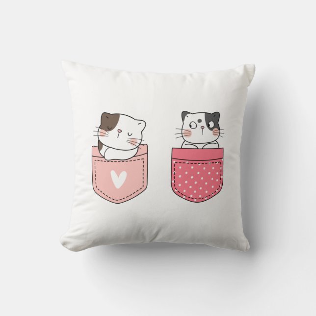 Niedlich Kitty Cat Kissen (Vorderseite)