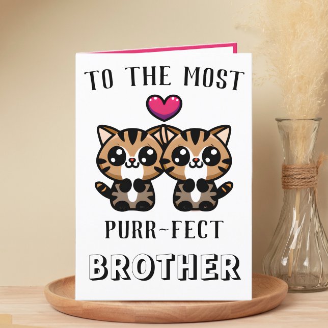 Niedlich Kitty Cat Kitten Pun Brother Happy Birthd Dankeskarte (cute kitten purr birthday card for brother)