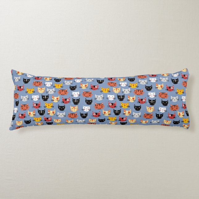 Niedlich Kitty Cat Pattern Blau Seitenschläferkissen (Vorderseite)