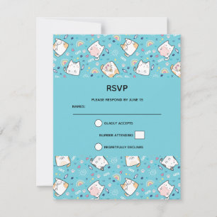 Niedlich Kitty Cat Pattern Whimsical RSVP Karte