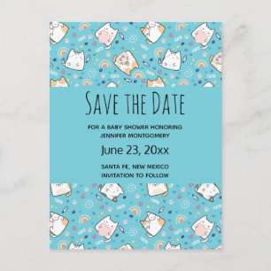 Niedlich Kitty Cat Pattern Whimsical Save the Date Einladungspostkarte