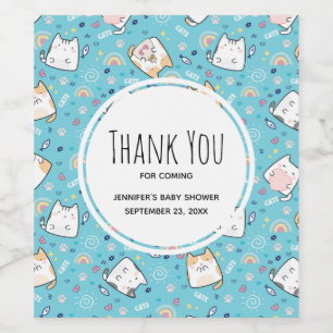 Niedlich Kitty Cat Pattern Whimsical Weinetikett