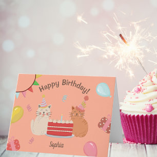 Niedlich Kitty Cats Geburtstagsparty Karte