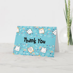 Niedlich Kitty Cats Whimsical Muster Danke Karte