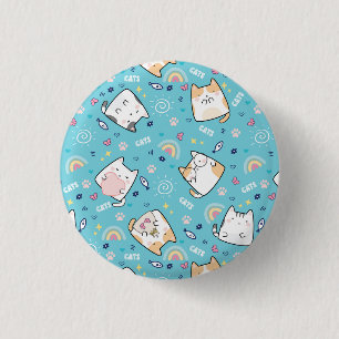 Niedlich Kitty Cats Whimsical Pattern Button