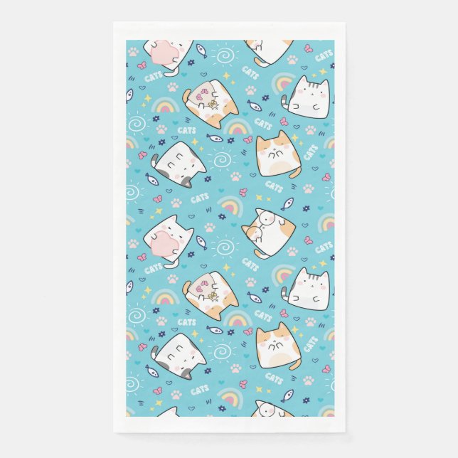 Niedlich Kitty Cats Whimsical Pattern Serviette (Vorderseite)