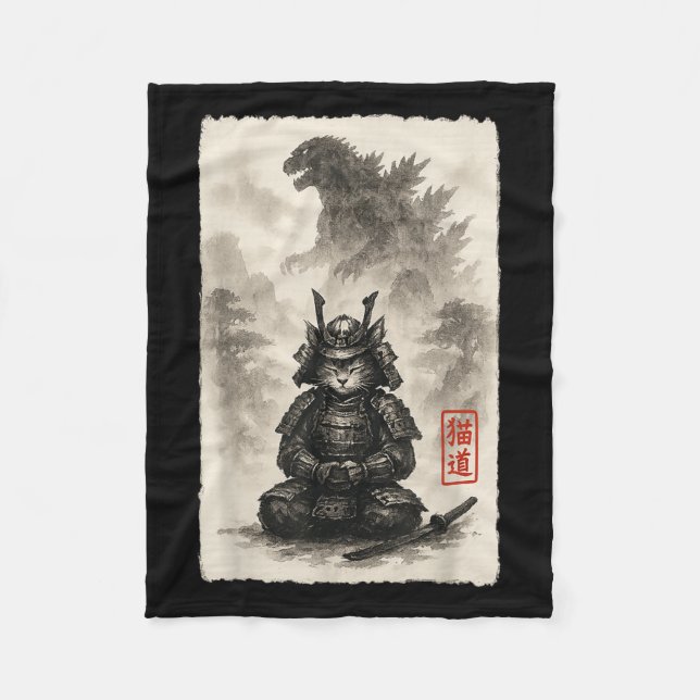 Niedlich Kitty Catzilla Angry Kaiju Anime Cat Mons Fleecedecke (Vorderseite)