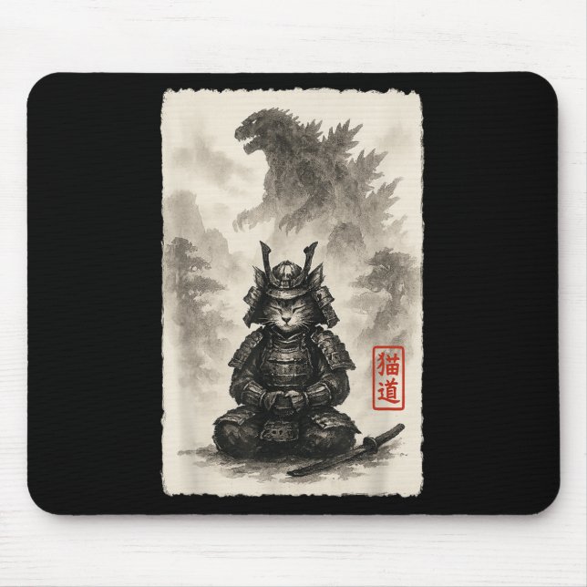 Niedlich Kitty Catzilla Angry Kaiju Anime Cat Mons Mousepad (Vorne)