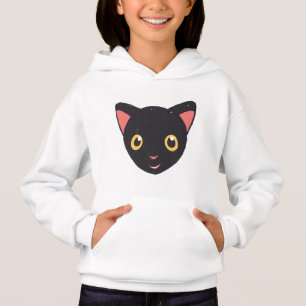 Niedlich Kitty Face Black Kitten Hoodie