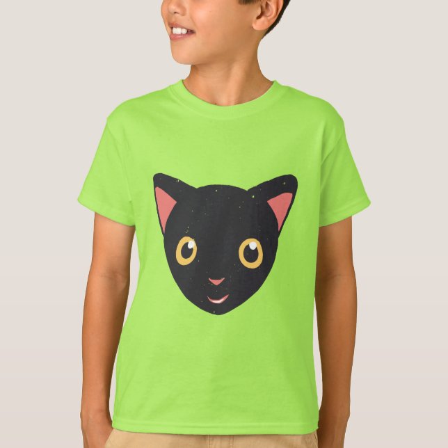 Niedlich Kitty Face Black Kitten T-Shirt (Vorderseite)