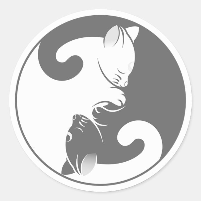 Niedlich Kitty Gray und White Yin Yang Cat Sticker (Vorderseite)
