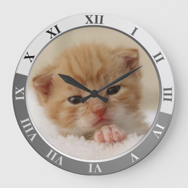 Niedlich Kitty Große Wanduhr (Vorderseite)