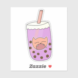 Niedlich Kitty Lila Taro Boba Bubble Tee Aufkleber