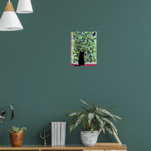 Niedlich Kitty Painting Black Cats Bird Watching! Poster