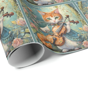 Niedlich Kitty Playing the Violon Geschenkpapier