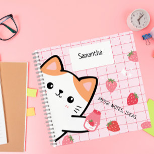 Niedlich Kitty Strawberry Notebook Notizbuch
