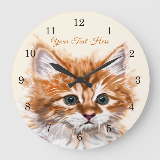 Niedlich Kitty - Sweet - Ihren Text hinzufügen / N Große Wanduhr (Vorderseite)