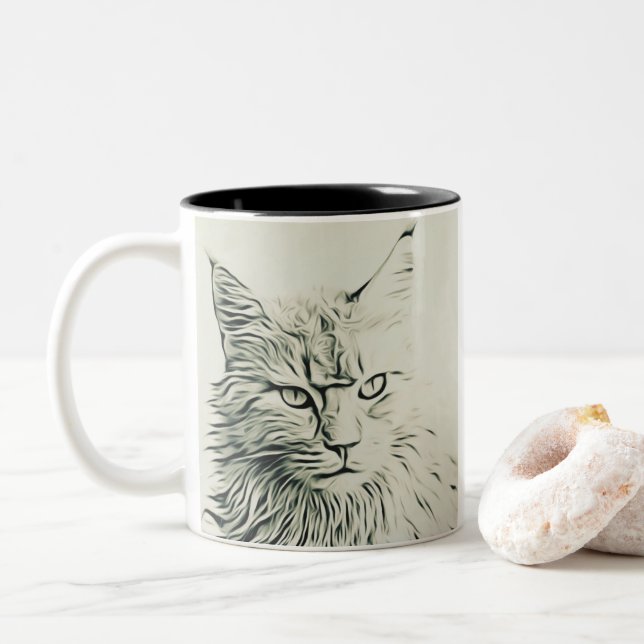 Niedlich Kitty Zweifarbige Tasse (Mit Donut)