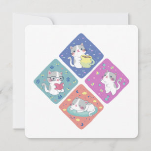 Niedlich Kitty's Besetzte Tagesdarstellung Dankeskarte