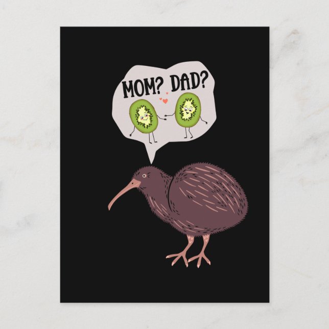 Niedlich Kiwi Bird Family Spaß Neuseeland Postkarte (Vorderseite)