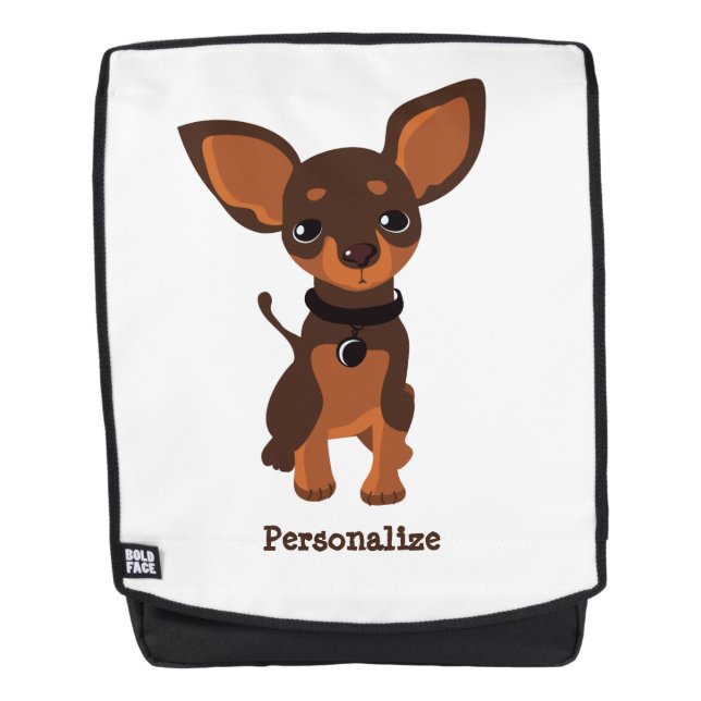 Niedlich Kleiner Chihuahua Welpe Personalisiert Rucksack (Vorderseite)