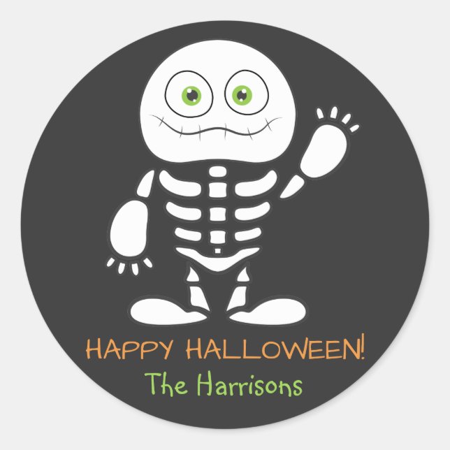 Niedlich-Kleiner Skelettsticker Personalisiert Runder Aufkleber (Vorderseite)