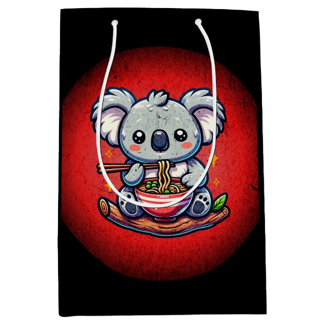 Niedlich Koala aß Ramen Mittlere Geschenktüte (Vorderseite)