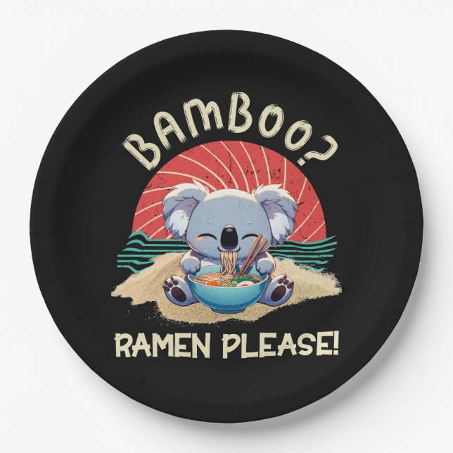 Niedlich Koala aß Ramen Vintag Sunshine Pappteller (Vorderseite)