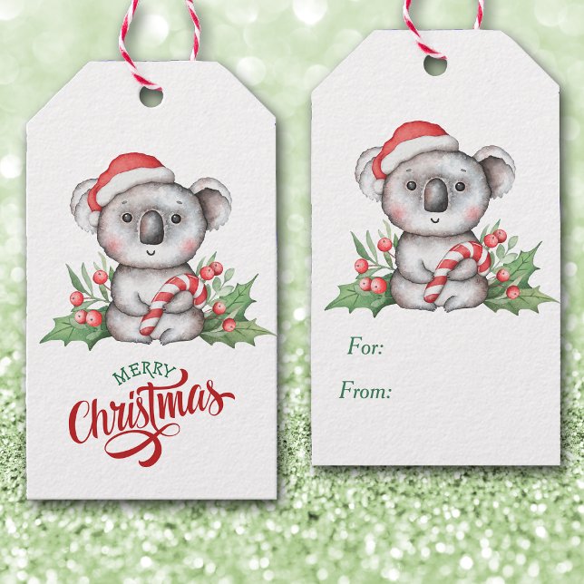 Niedlich Koala Bear Candy Cane Geschenkanhänger (Von Creator hochgeladen)