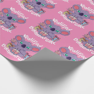 Niedlich Koala Bear Koalified Birthday Girl Pink Geschenkpapier