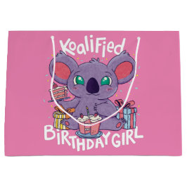 Niedlich Koala Bear Koalified Birthday Girl Pink Große Geschenktüte